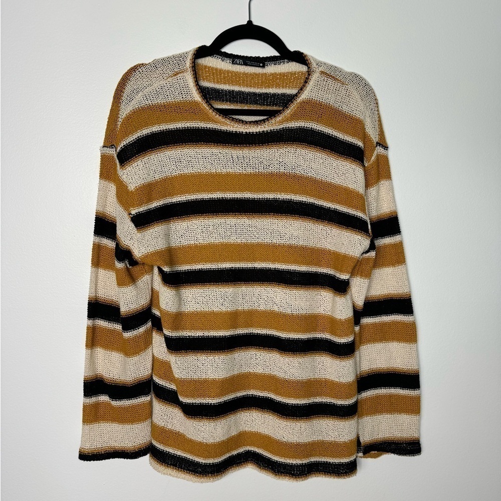Zara stripes loose knit cotton sweater size medium
